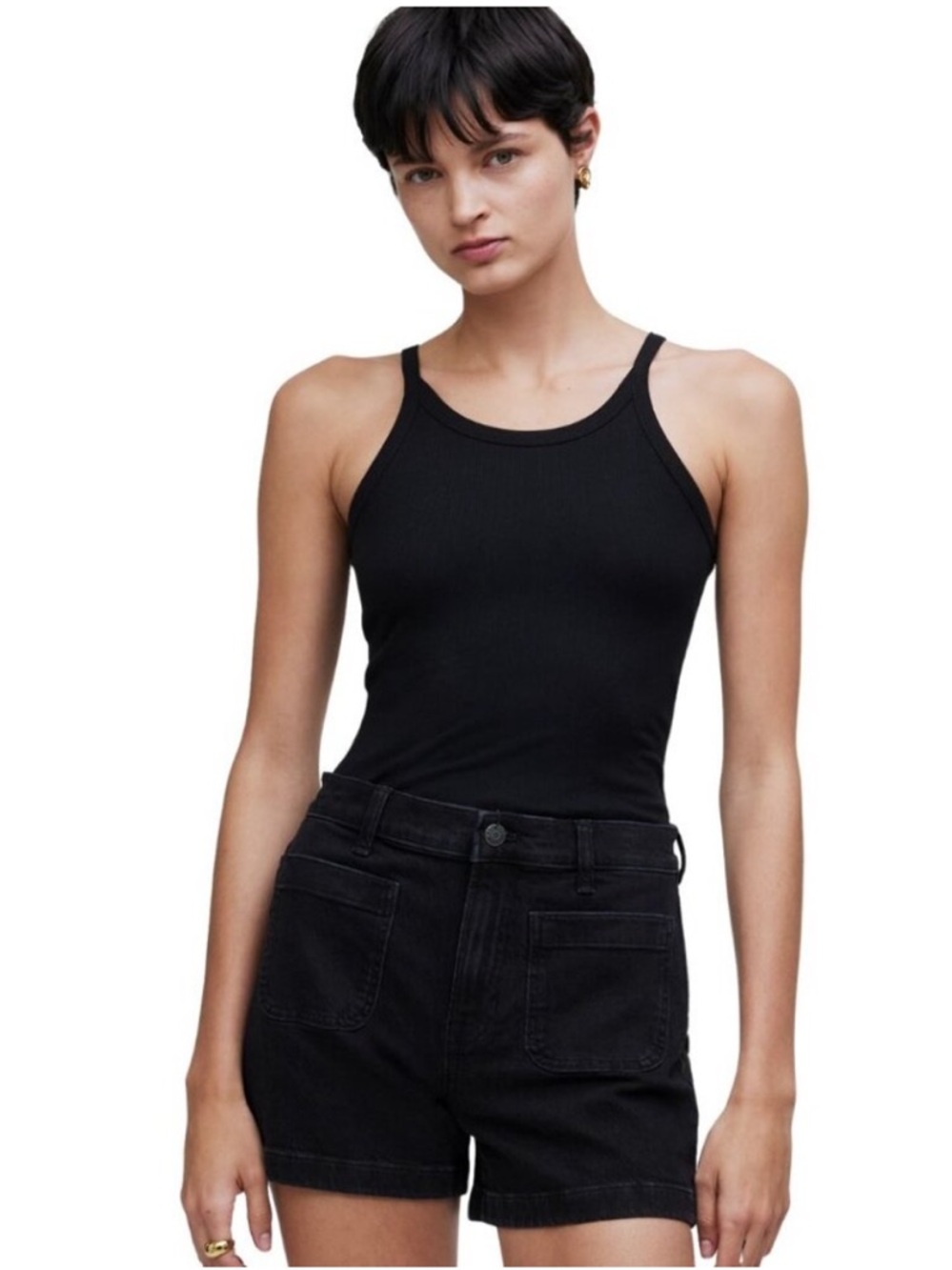 NWT Madewell The Denim Emmett Shorts Patch Pocket Edition Black Size 28